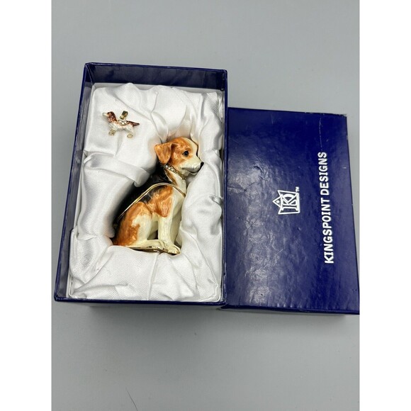 Kingspoint Designs Beagle Bejeweled Trinket Box With Pendant - Picture 1 of 10